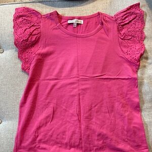 Pink Eyelet Sleeve Top